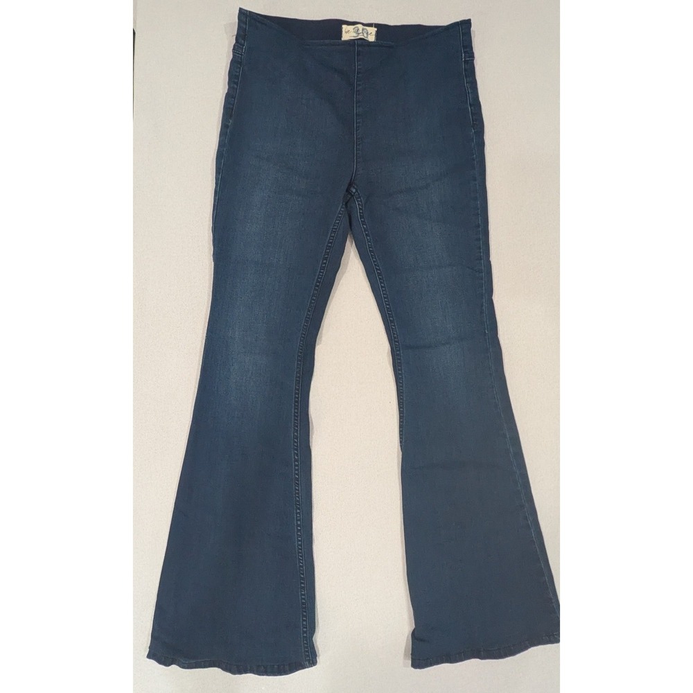 Free People Penny Flare Jeans Womens 30 Blue Excellent Pull On Bell Bottom